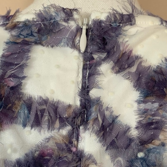 Dainty Jewells Stain Glass White & Purple Sequins Swiss Dot Tiered Maxi Dress. - Picture 5 of 11